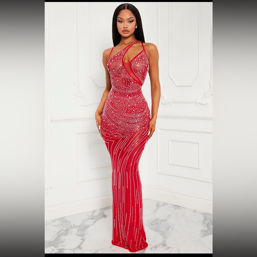 Red Rhinestone Christmas Dress